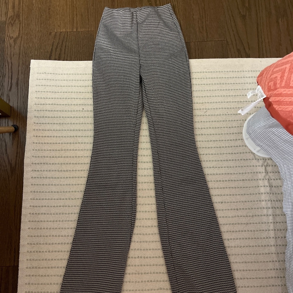 black and cream flared leggings